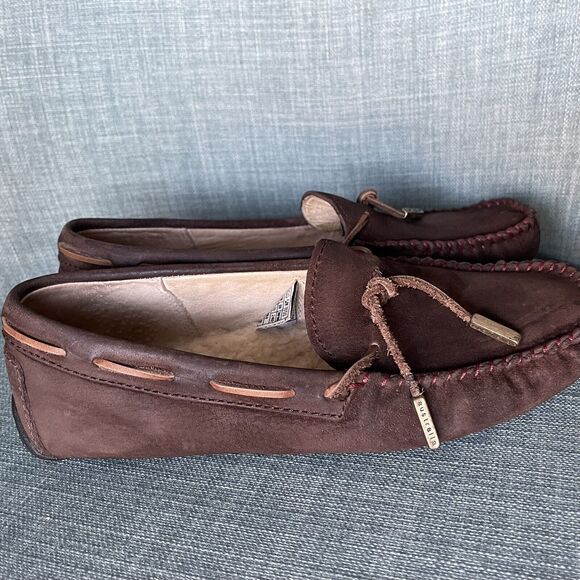 UGG Australia Women Size 7 Dakota Moccasin Slippers Dark Brown Leather Loafers - Picture 4 of 10